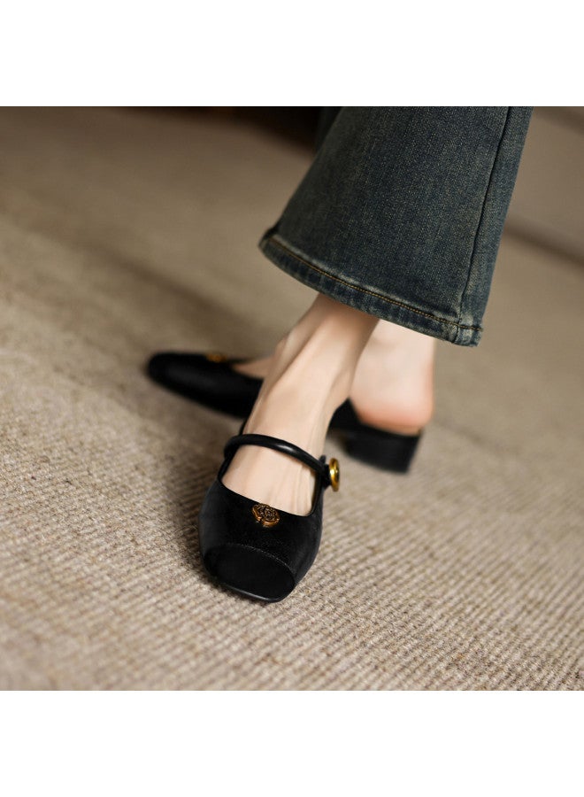 AME Minimalist Camellia Mules 2025 New One-strap Spliced Design Slippers, Wearable Outdoor Women's Shoes - Image 3