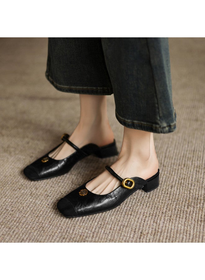 AME Minimalist Camellia Mules 2025 New One-strap Spliced Design Slippers, Wearable Outdoor Women's Shoes - Image 5