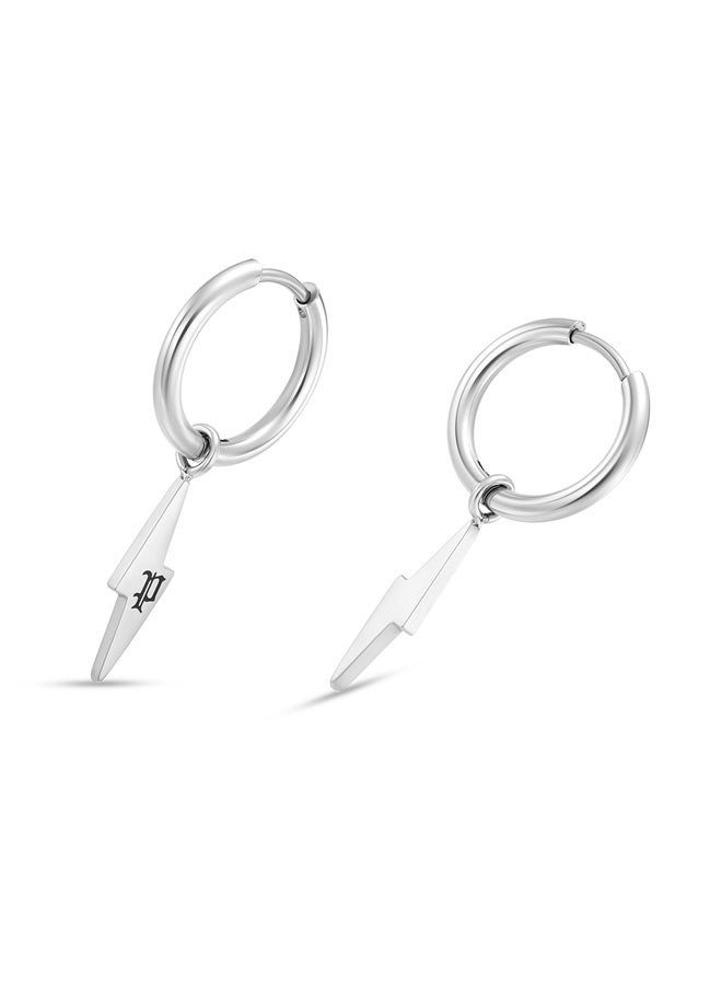 POLICE Strike Lightning Drop Earrings  Stainless Steel Hoops with Bold Rock â€˜nâ€™ Roll Vibes  - Image 3