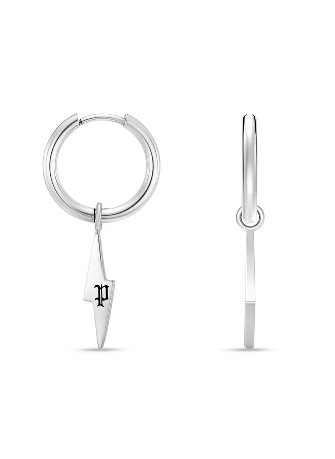بوليس Strike Lightning Drop Earrings  Stainless Steel Hoops with Bold Rock â€˜nâ€™ Roll Vibes