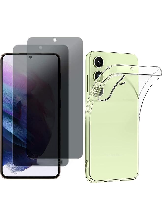 erorex Plus 2 Pcs Compatible For Samsung Galaxy A54 5G Case Cover Screen Protector Tempered Glass Transparent Soft Cover Tpu Hd Clear Anti Scratch Anti Peeping Tempered Film - Image 1