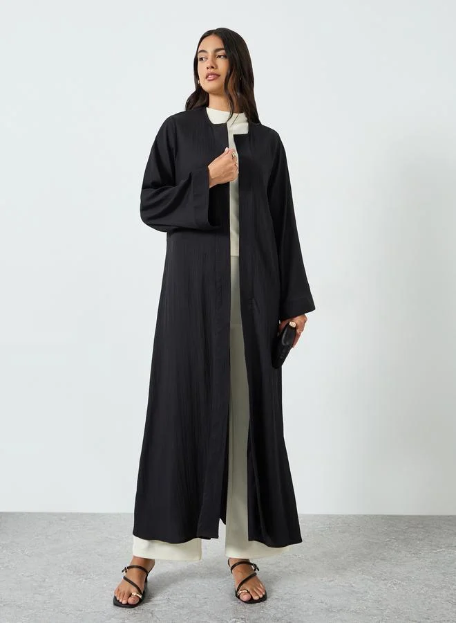 Amirah Black Plain Open Front Abaya