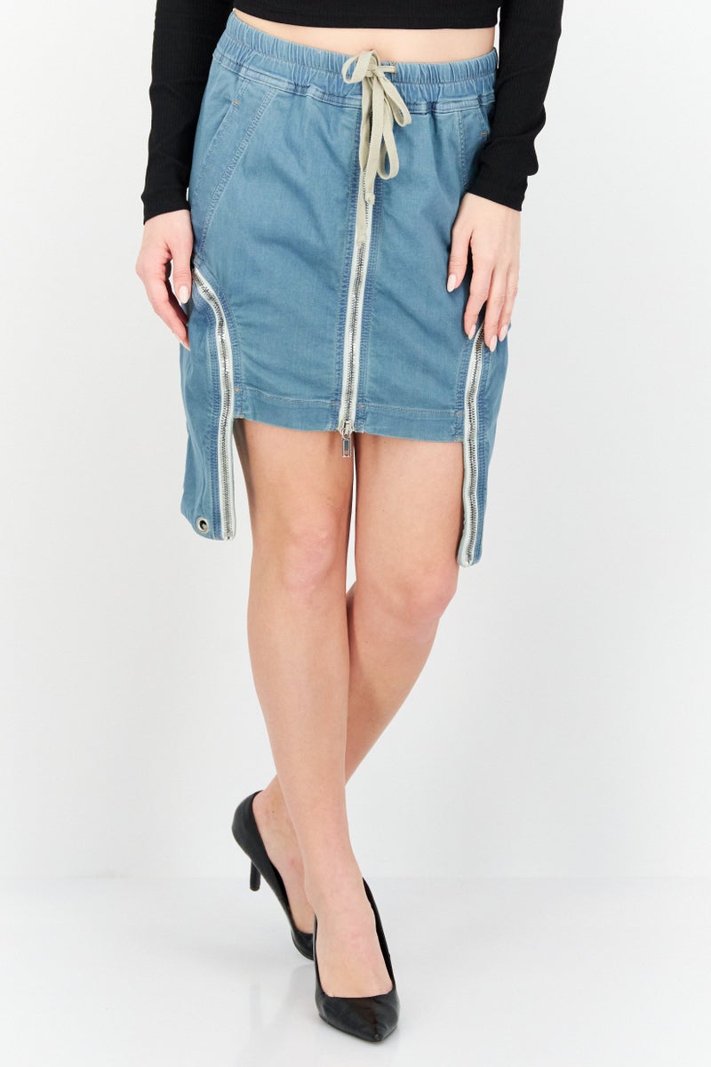 DRKSHDW Women Chambray Mini Denim Skirt, Blue Wash - Image 1