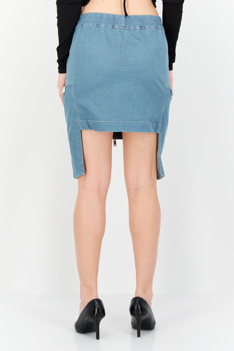 DRKSHDW Women Chambray Mini Denim Skirt, Blue Wash - Image 3