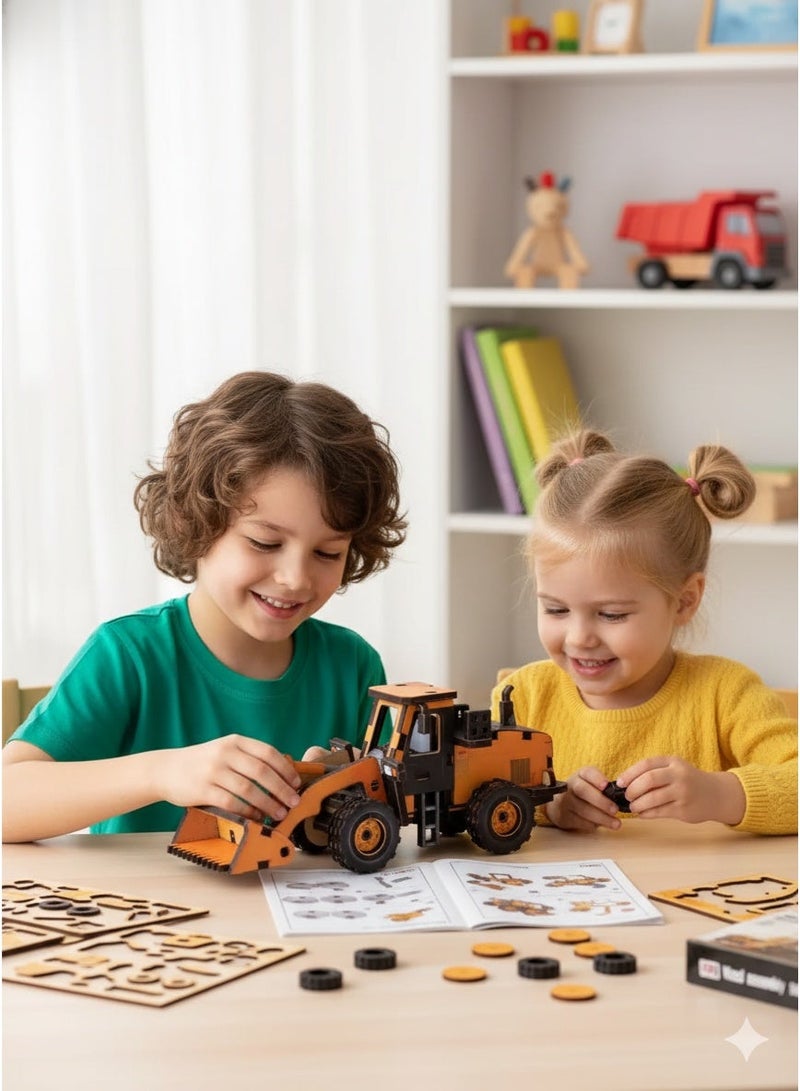 سعودي سيليكت لعبة ألغاز خشبية ثلاثية الأبعاد على شكل جرافة - تعلم عملي في مجالات العلوم والتكنولوجيا والهندسة والرياضيات ومجموعة نماذج ممتعة للتجميع. - Image 2