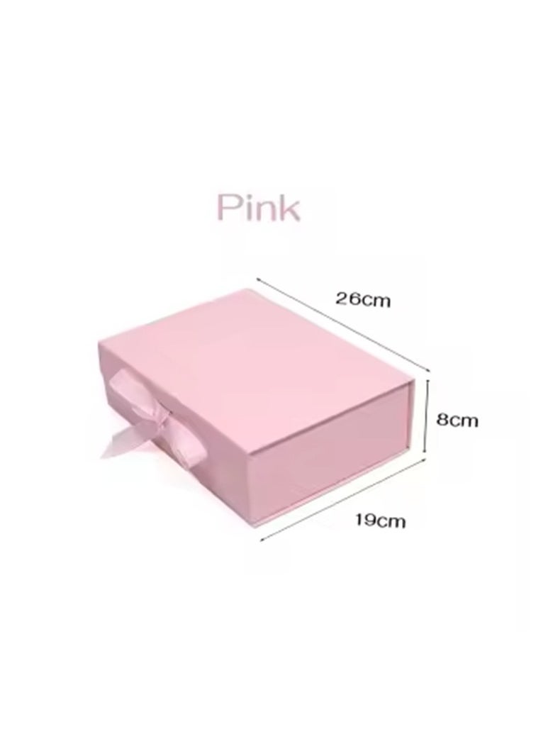 TecV Luxury Magnetic Gift Box, Pink Medium Gift Box with Ribbon, Folding Gift Box for Presents With Magnetic Lid, Suitable for Festival, Birthday, Anniversary, 26x19x8 cm  - Image 4