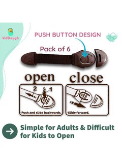 KidDough Furniture Safety Locks For Kids - Pack Of 6 Brown Locks, Child Safety Locks For Drawers, Cabinets, Fridge, Cupboard Lock, Baby Proofing Product, Strong And Adhesive Safety Locks  - Image 4