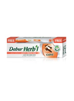 Dabur Herbal Cavity Protection Clove Toothpaste 140g + Toothbrush (color may vary)| Enriched with Clove | Natural Toothpaste For Cavity Free Strong Teeth  - Image 1