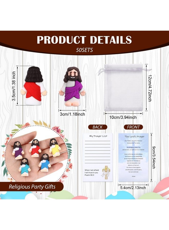 Bememo Bememo 150 Pcs Mini Jesus Figurines Toys Bulk 50 Organza Bag 50 Bible Verse Card 50 Jesus Doll Religious Christian Gifts First Communion Sunday Baptism to Hide and Seek for Easter Egg Stuffer - Image 2