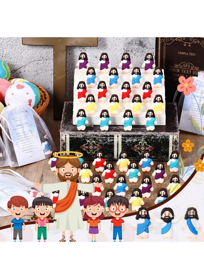 Bememo Bememo 150 Pcs Mini Jesus Figurines Toys Bulk 50 Organza Bag 50 Bible Verse Card 50 Jesus Doll Religious Christian Gifts First Communion Sunday Baptism to Hide and Seek for Easter Egg Stuffer - Image 4