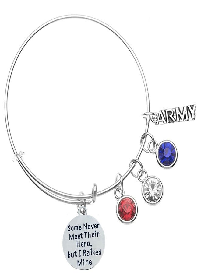 Infinity Collection Army Mom Gift, Army Mom Charm Bangle Bracelet Jewelry, Some Never Meet Their Here, I Raised Mine Gift for Military Moms - Image 1