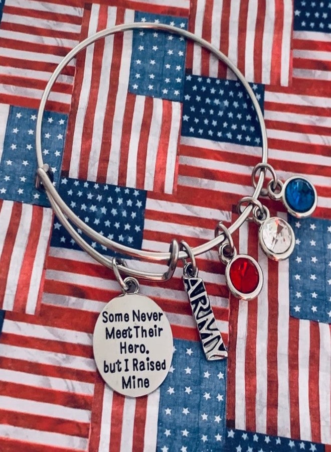 Infinity Collection Army Mom Gift, Army Mom Charm Bangle Bracelet Jewelry, Some Never Meet Their Here, I Raised Mine Gift for Military Moms - Image 3