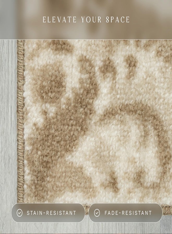 مابلز راغز سجادة ممر فيفيان ميداليون من مابلز روجز - صنع في الولايات المتحدة الأمريكية - قابلة للغسل، مانعة للانزلاق، سجادة داخلية للممرات والمطابخ وغرف الغسيل، 1'8 × 5''، بيج - Image 4