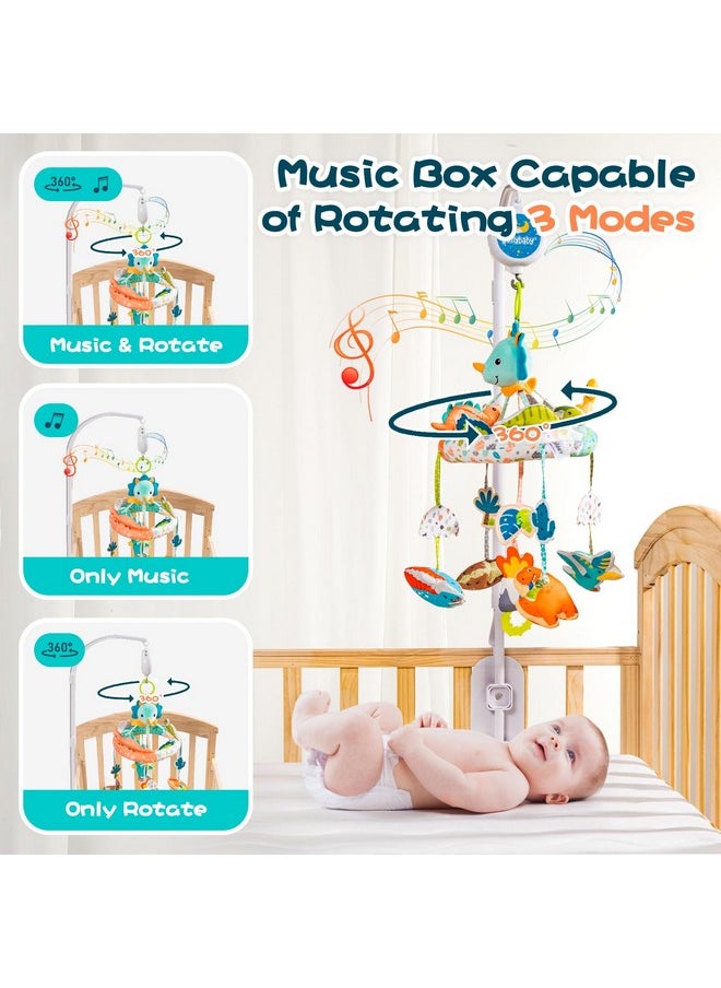 Jollybaby Nursery Baby Automatic Rotating Dinosaur Crib Mobile Toy With Music Box & Arm, Montessori Sensory Musical Hanging Toy For Bassinet, Newborn Clip On Crib Mobile Soother Toy Gift, Polyester  - Image 2
