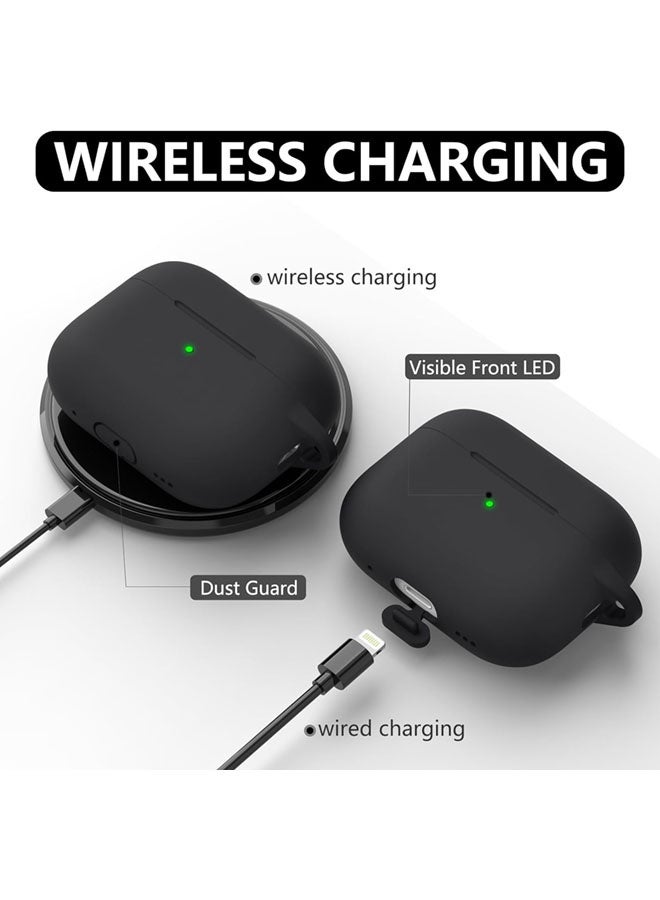 SJet Soft Silicone Protective Case Cover for AirPods Pro 3 2025 with Cleaner Kit and Keychain(Black) - Image 5