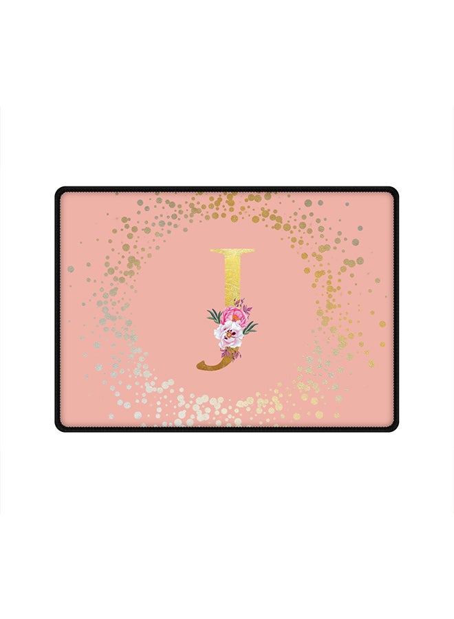 Stylizedd Designer Gaming Mouse Pad Anti-Skid Mousepad Large Keyboard Mouse Pad Desk Mat Custom Monogram Initial Letter Floral Pattern Alphabet - J(Rose Pink) - Image 1