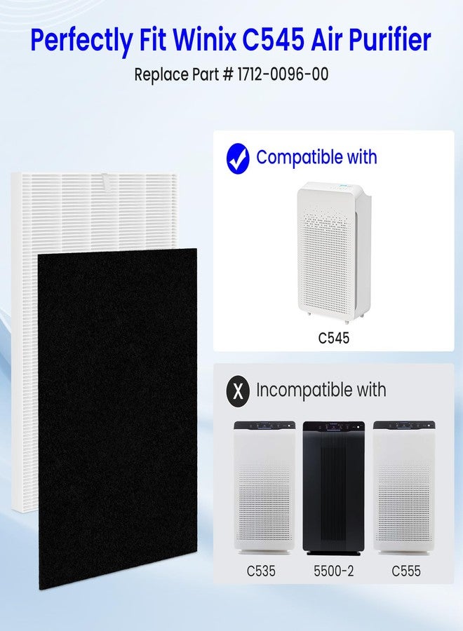 Future Way 2-Pack C545 Replacement Filter S Kit Compatible with Winix C545 Air Purifier, 2 H13 True HEPA Filter + 8 Activated Carbon Filters, Replace 1712-0096-00 - Image 2