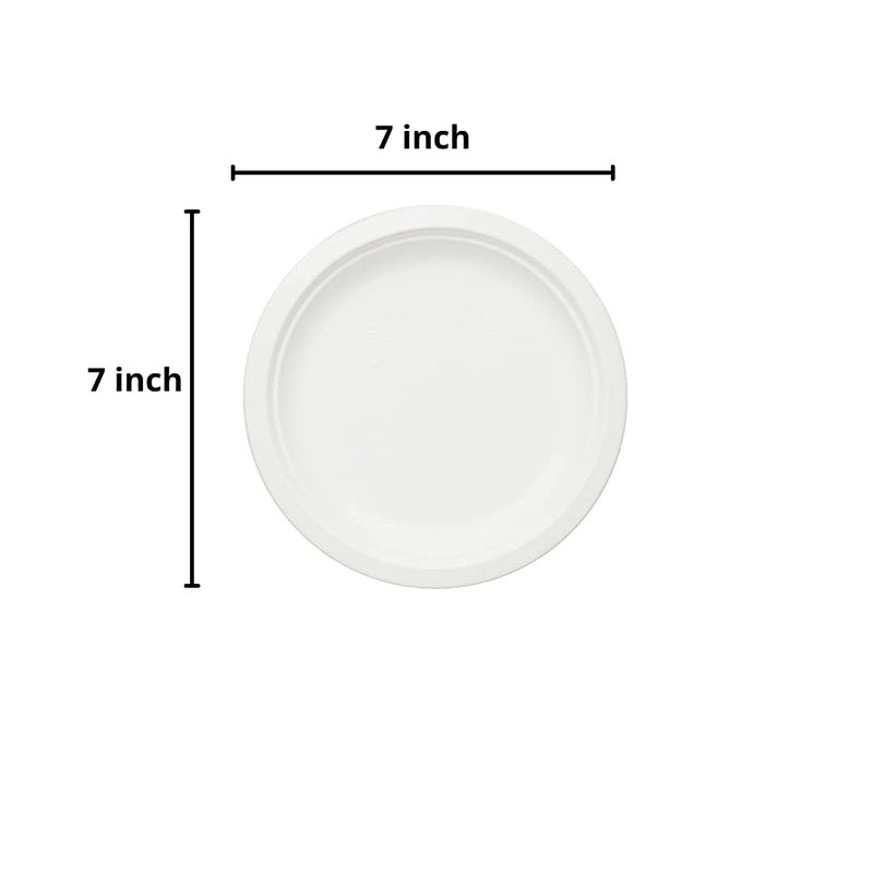 ECOWARE® (Pack of 50 Plates 100% Natural, Biodegradable, Compostable, Eco-Friendly, Safe & Hygienic Disposable 7-inch Round Plate- Medium - Image 2