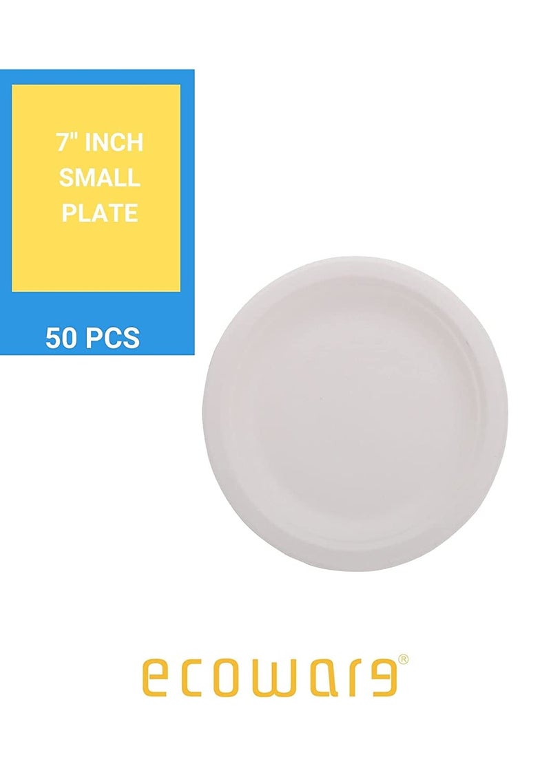 ECOWARE® (Pack of 50 Plates 100% Natural, Biodegradable, Compostable, Eco-Friendly, Safe & Hygienic Disposable 7-inch Round Plate- Medium - Image 3