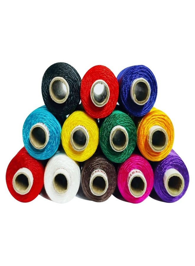 Domick Nylon Bright 3 Ply Thread for Flute Binding Each 100 Meter Approx, 12 Color 12 Pcs Mix Thickness 0.40MM (1200MTR) Combo Pack (Pack of 12 Pcs) (12 Color Mix Flute Binding) - Image 2