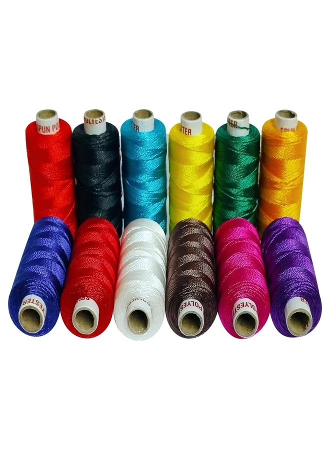 Domick Nylon Bright 3 Ply Thread for Flute Binding Each 100 Meter Approx, 12 Color 12 Pcs Mix Thickness 0.40MM (1200MTR) Combo Pack (Pack of 12 Pcs) (12 Color Mix Flute Binding) - Image 1