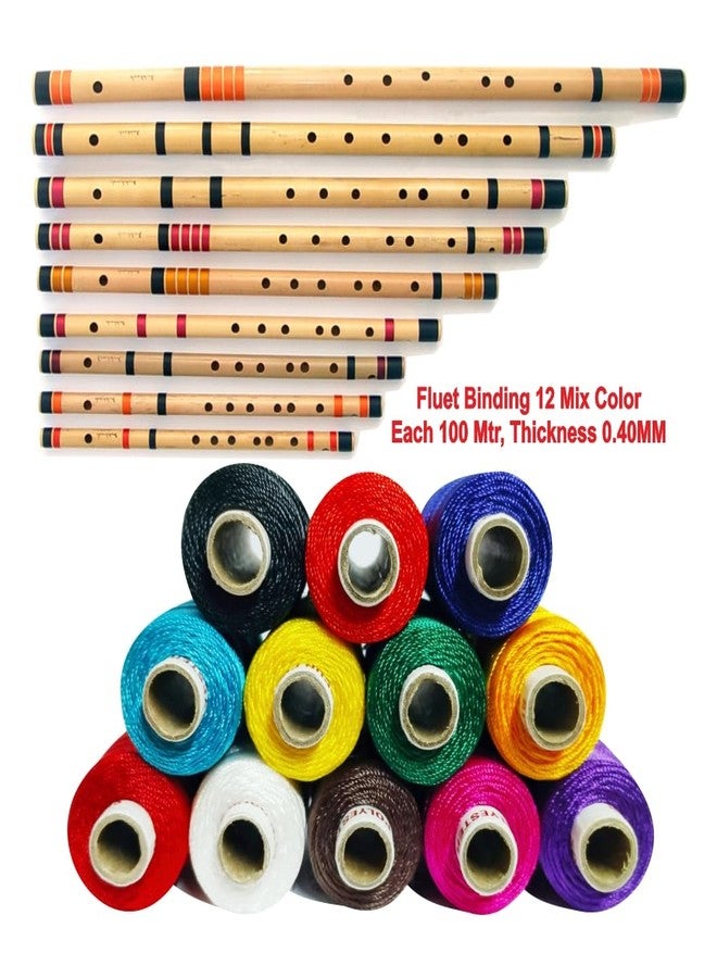 Domick Nylon Bright 3 Ply Thread for Flute Binding Each 100 Meter Approx, 12 Color 12 Pcs Mix Thickness 0.40MM (1200MTR) Combo Pack (Pack of 12 Pcs) (12 Color Mix Flute Binding) - Image 3