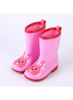 Generic Childrens rain boots cartoon boys and girls Baby students rubber shoes rain boots cartoon childrens water shoes a generation of hair Pink Bunny 