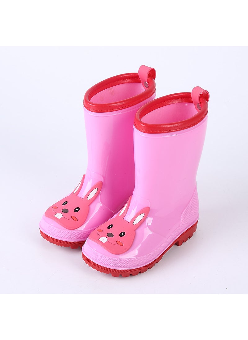 Generic Childrens rain boots cartoon boys and girls Baby students rubber shoes rain boots cartoon childrens water shoes a generation of hair Pink Bunny 