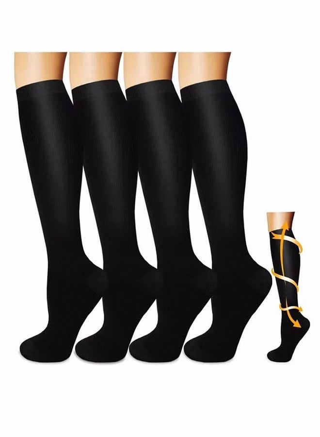 Generic Compression Socks, 4 Pairs for Women and Men, 20-30 mmHg is Best for Athletic, Travel, Running, Fitness, Reduce Calf Pain Faster Recovery L/XL Long Football Socks Grip Socks  - Image 1