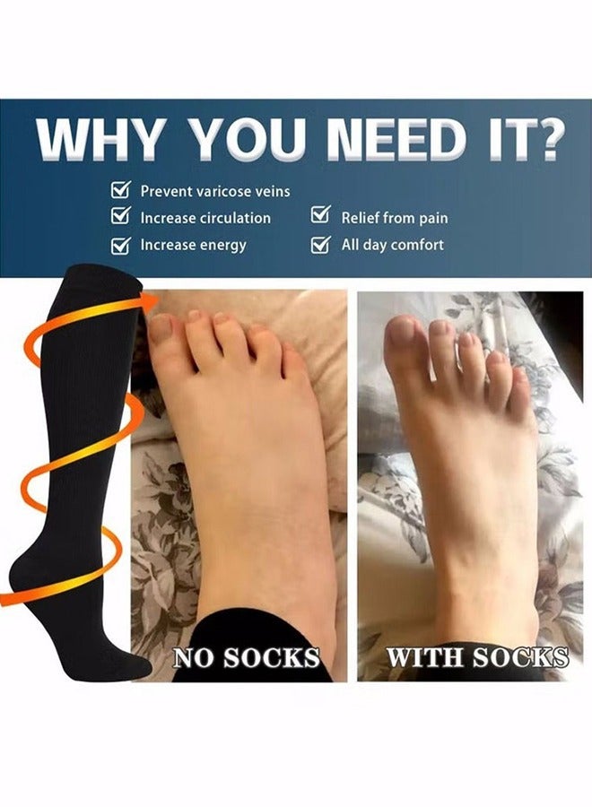 Generic Compression Socks, 4 Pairs for Women and Men, 20-30 mmHg is Best for Athletic, Travel, Running, Fitness, Reduce Calf Pain Faster Recovery L/XL Long Football Socks Grip Socks  - Image 2