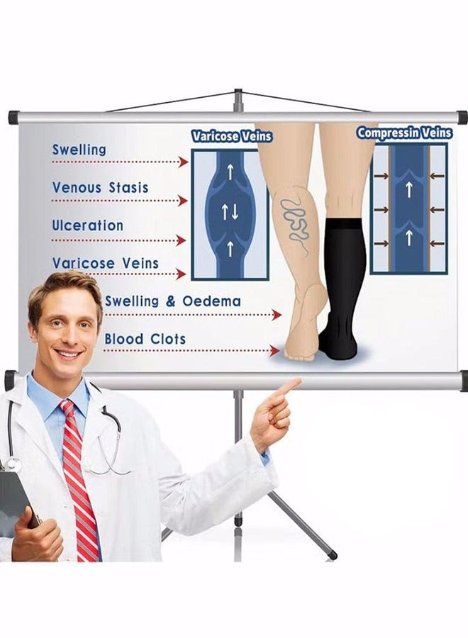 Generic Compression Socks, 4 Pairs for Women and Men, 20-30 mmHg is Best for Athletic, Travel, Running, Fitness, Reduce Calf Pain Faster Recovery L/XL Long Football Socks Grip Socks  - Image 5