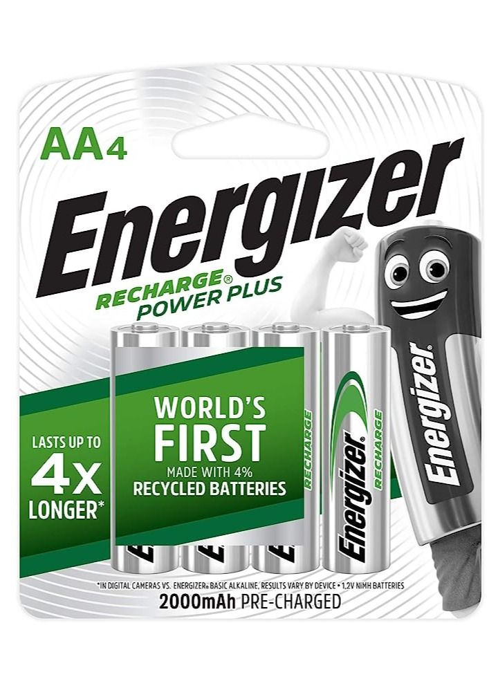 Energizer Energizer Rechargeable Power Plus AA Batteries Pack of 4 Multicolor