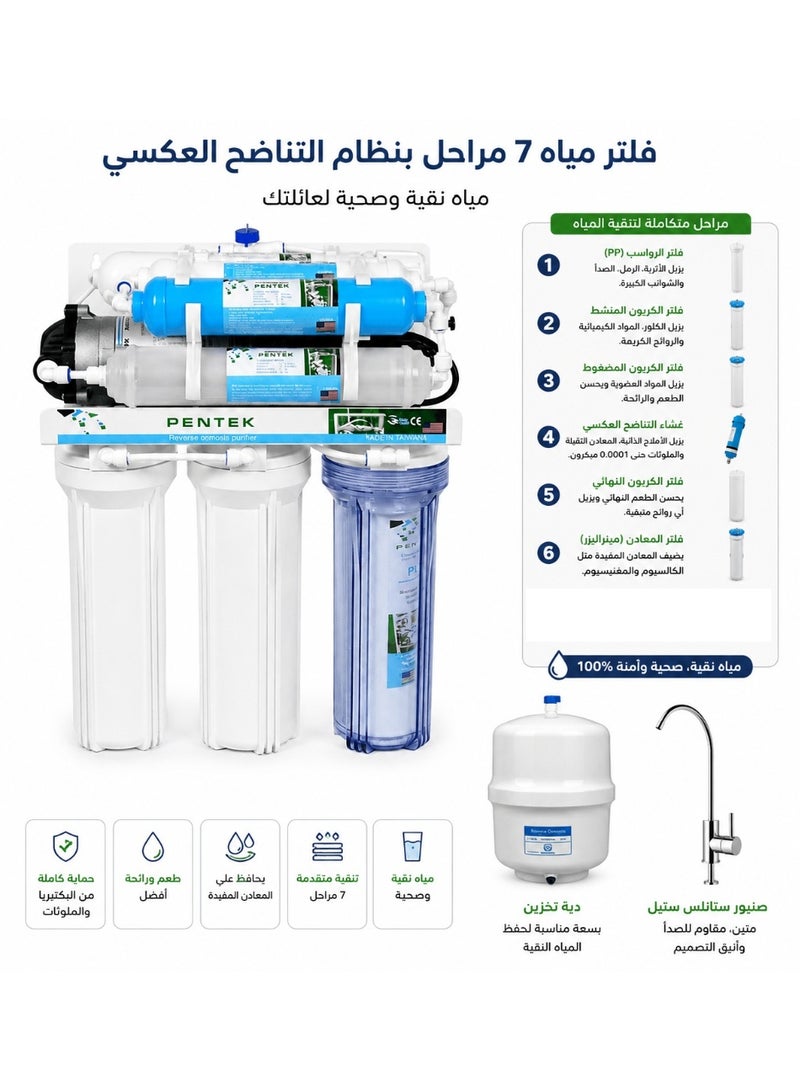 بينتيك جهاز تحلية 7 مراحل  18.75 لتر فتنامي قاعدة + ساعة ضغط ( بدون تركيب ) - Image 2
