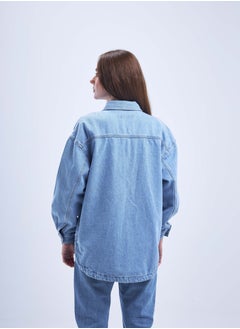 Oversized Light Wash Flap Pocket Denim Shirt Jacket. - pzsku/ZE19B15FF58325DA2C2E3Z/45/_/1721176868/5efe13a6-4c33-44fb-9807-3c8c20bc8d70