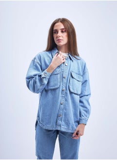 Oversized Light Wash Flap Pocket Denim Shirt Jacket. - pzsku/ZE19B15FF58325DA2C2E3Z/45/_/1721176878/d65ca735-1f72-4aca-846e-28097d186b86