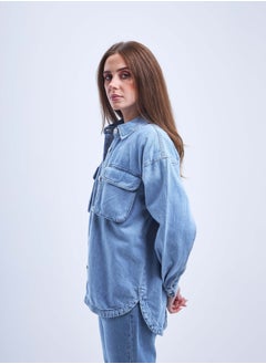 Oversized Light Wash Flap Pocket Denim Shirt Jacket. - pzsku/ZE19B15FF58325DA2C2E3Z/45/_/1721176888/a3910579-9309-468c-aaa7-4d90496a5da6