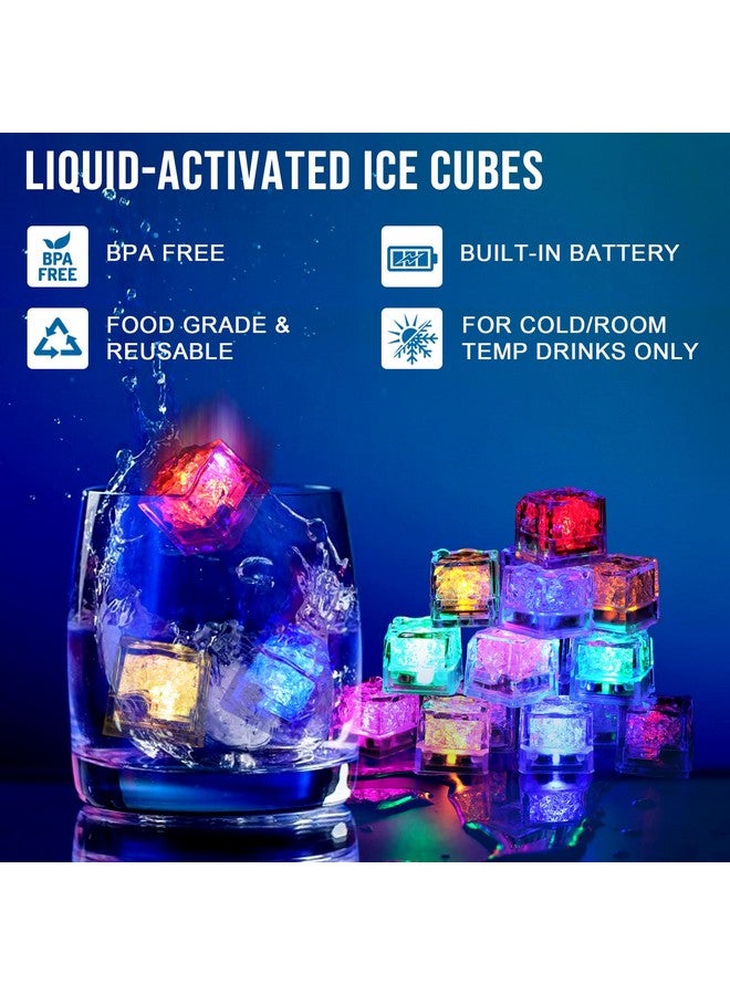 Nonley Light Up Ice Cubes, 12/24/60/96 Pack Multi Color Led Ice Cubes for Drinks with Changing Lights, IP67 Waterproof Reusable Glowing Flashing Ice Cube for Club Bar Party Wedding Decor  - Image 2