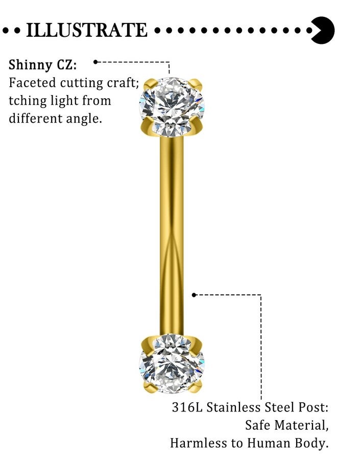 Hoeudjo Rook Piercing Jewelry Surgical Steel Eyebrow Piercing Jewelry 16g Surface Tragus Earrings Curved Barbell Daith Eyebrow Rings for Women Different Bar Length 6/8/10mm Gold-tone - Image 3