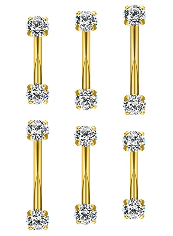 Hoeudjo Rook Piercing Jewelry Surgical Steel Eyebrow Piercing Jewelry 16g Surface Tragus Earrings Curved Barbell Daith Eyebrow Rings for Women Different Bar Length 6/8/10mm Gold-tone - Image 1