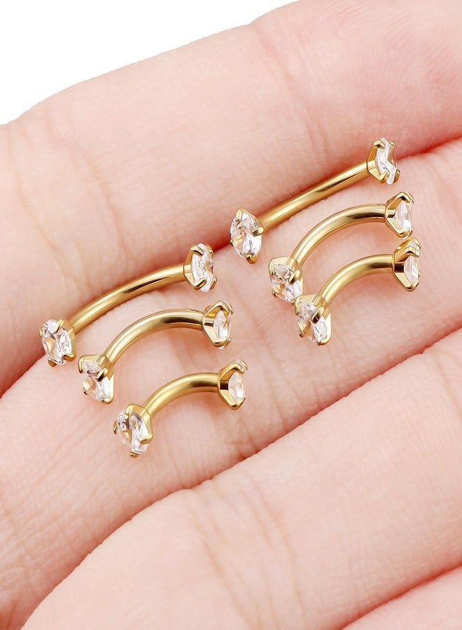 Hoeudjo Rook Piercing Jewelry Surgical Steel Eyebrow Piercing Jewelry 16g Surface Tragus Earrings Curved Barbell Daith Eyebrow Rings for Women Different Bar Length 6/8/10mm Gold-tone - Image 4