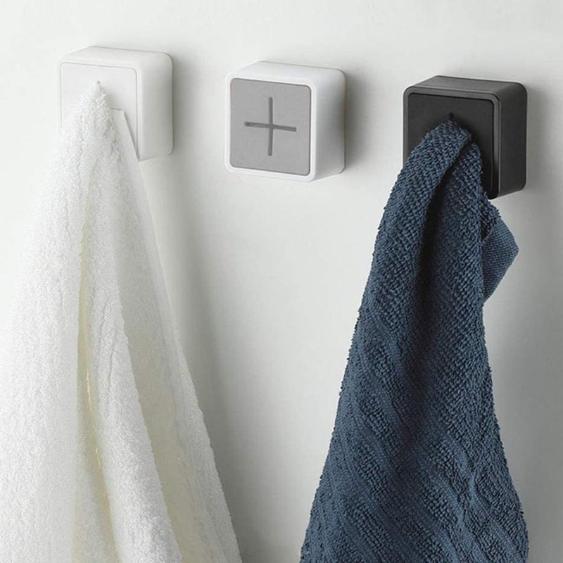 6 Pcs Adhesive Wall Hooks For Towels Tea Towel Clips Wall Mounted Kitchen Bathroom Storage Hooks Gray Black - Image 4