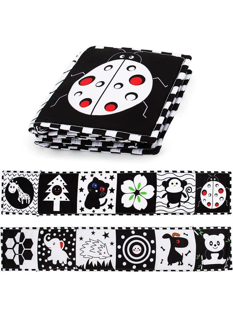 جيو Black & White Cloth Book for Babies, High Contrast Early Education Toy, Infant Tummy-Time Soft Book, 3D Bite & Tear Safe Paper, Baby Learning Toy 0-3 Years (Ladybug) - Image 1