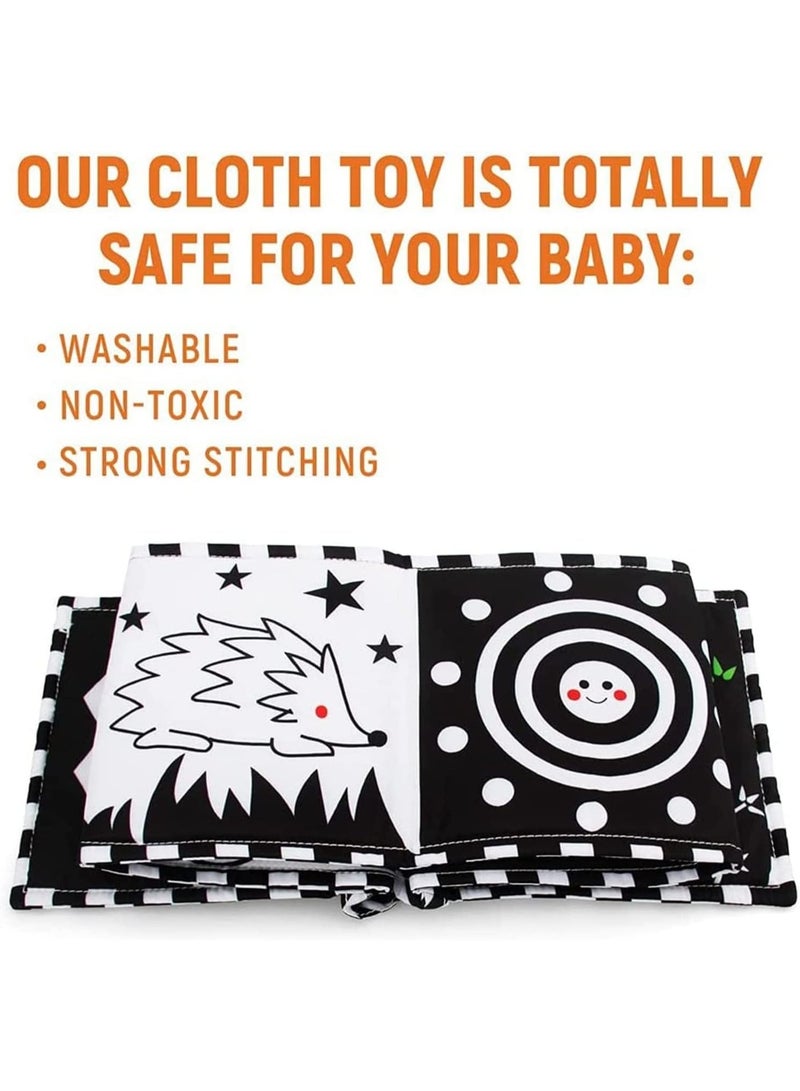 جيو Black & White Cloth Book for Babies, High Contrast Early Education Toy, Infant Tummy-Time Soft Book, 3D Bite & Tear Safe Paper, Baby Learning Toy 0-3 Years (Ladybug) - Image 4