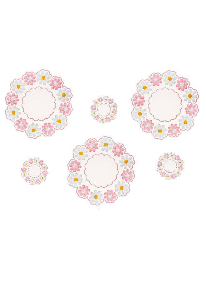 P-Plus International Coasters for Drinks,Silicone Trivet Stylish Small Chrysanthemum Flower Flexible Non-Slip Silicone Cup Mats for Tabletop (Pink, Pack of 6) - Image 1