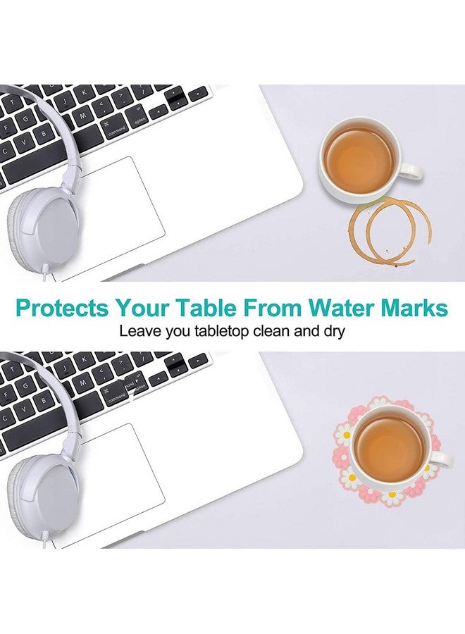 P-Plus International Coasters for Drinks,Silicone Trivet Stylish Small Chrysanthemum Flower Flexible Non-Slip Silicone Cup Mats for Tabletop (Pink, Pack of 6) - Image 3