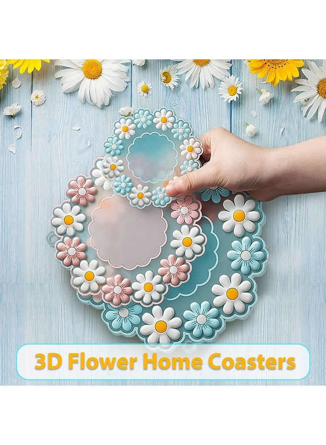 P-Plus International Coasters for Drinks,Silicone Trivet Stylish Small Chrysanthemum Flower Flexible Non-Slip Silicone Cup Mats for Tabletop (Pink, Pack of 6) - Image 5