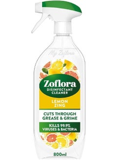 Zoflora 800 ml, Multi-purpose Concentrated Disinfectant All Surface Cleaner-Floor Cleaner-Effective against bacteria & Viruses-Long Lasting Lemon Zing Fragrance-Eliminates Odour-All Day Fresh.