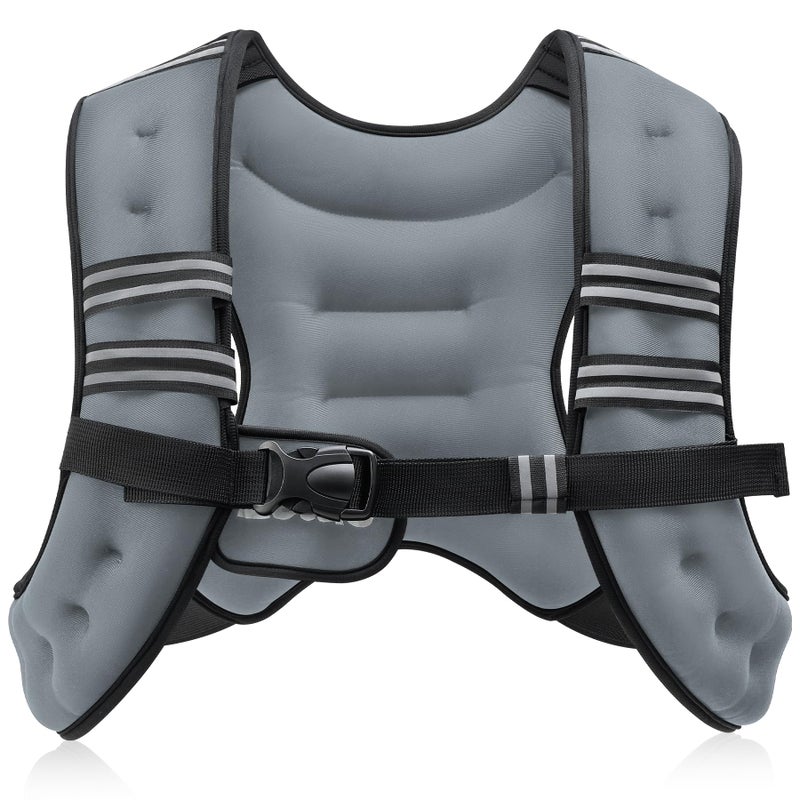 ZELUS Weighted Vest, 6lb/8lb/12lb/16lb/20lb/25lb/30lb Weight Vest with Reflective Stripe for Workout, Strength Training, Running, Fitness, Muscle Building, Weight Loss, Weightlifting, Grey(8 lb) - Image 1