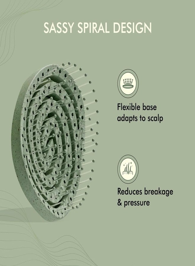 Ikonic Me Spiral Vent Travel Hair Brush IKM-2109, Eco Conscious, Flexible Airflow Design for Faster Blow Dry, Scalp Stimulating, Anti Static Bristles,Frizz Free Finish, All Hair Types - Jade Green - Image 3