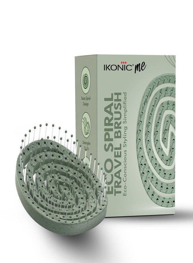 Ikonic Me Spiral Vent Travel Hair Brush IKM-2109, Eco Conscious, Flexible Airflow Design for Faster Blow Dry, Scalp Stimulating, Anti Static Bristles,Frizz Free Finish, All Hair Types - Jade Green - Image 1